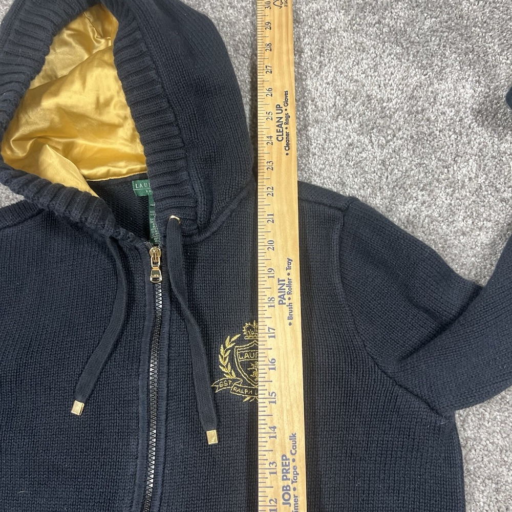 Vintage Y2K Women's L Polo Ralph Lauren Crest Logo Full Zip Chunky Knit Sweater - Picture 6 of 8